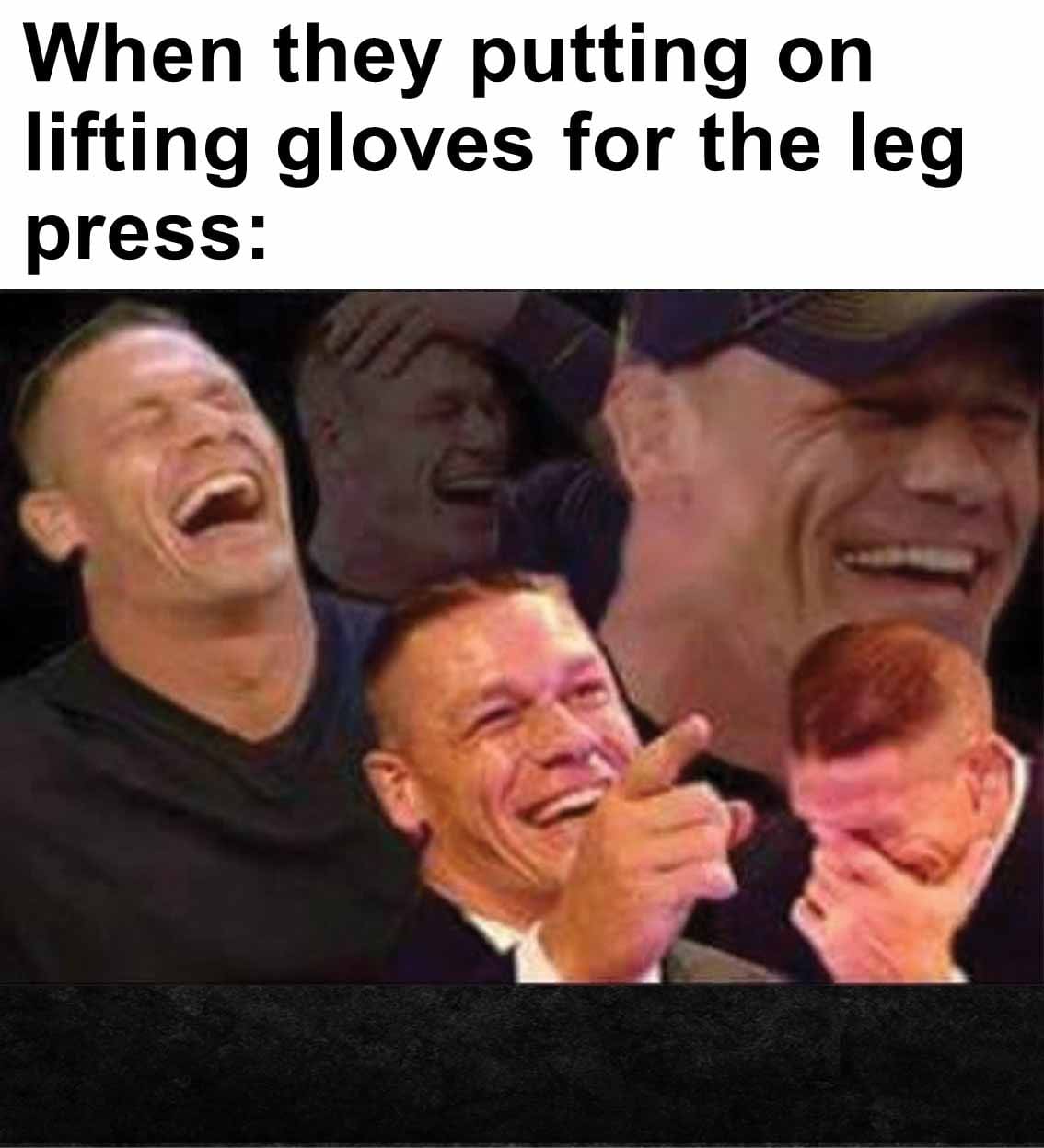 When they putting on lifting gloves for the leg press