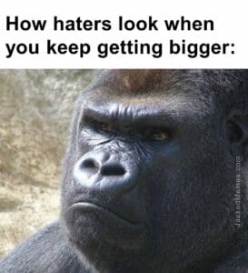 How haters look when you keep getting bigger