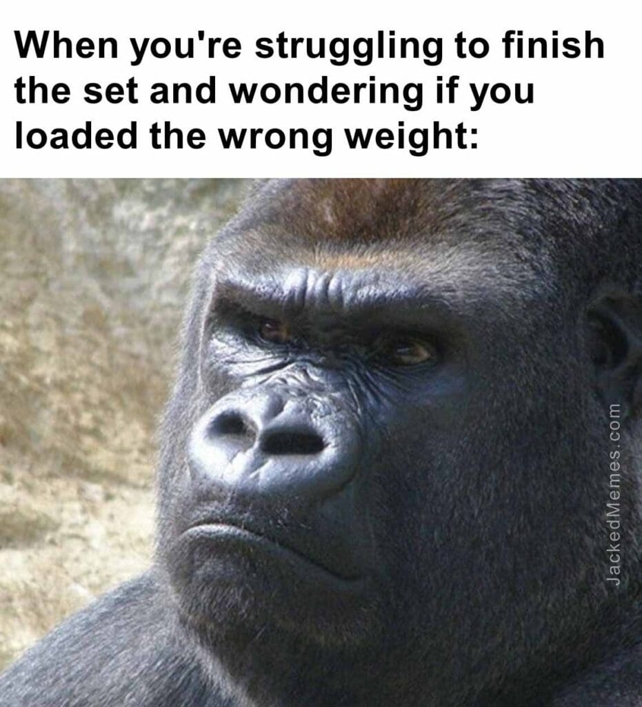 When you're struggling to finish the set and wondering if you loaded the wrong weight