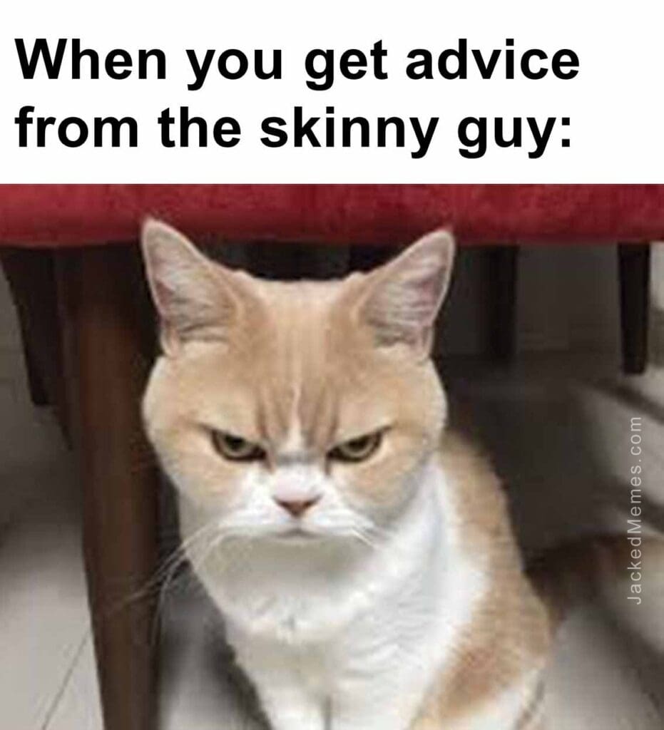 When you get advice from the skinny guy