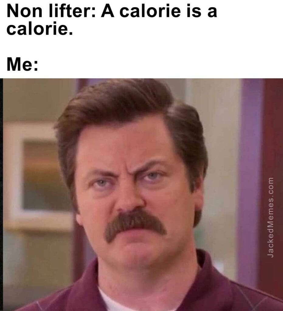 Non lifter a calorie is a calorie.  me