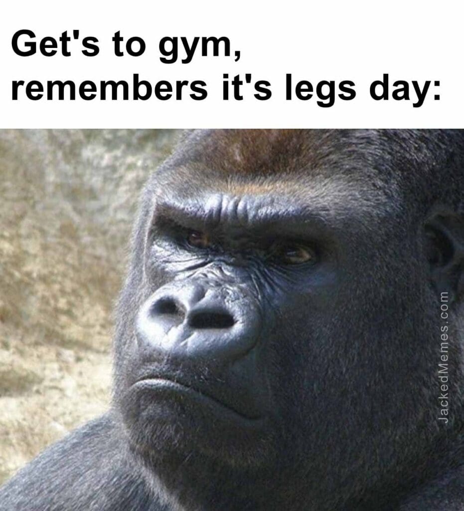 Get's to gym, remembers it's legs day