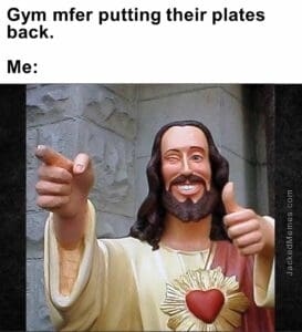 Gym mfer putting their plates back.  me