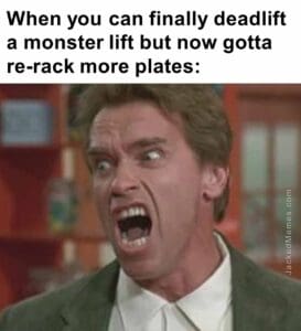 When you can finally deadlift a monster lift but now gotta rerack more plates