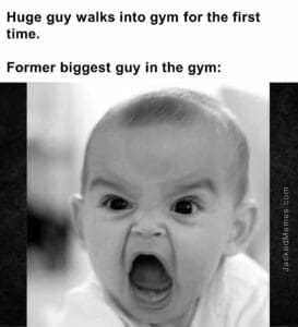 Huge guy walks into gym for the first time.   former biggest guy in the gym