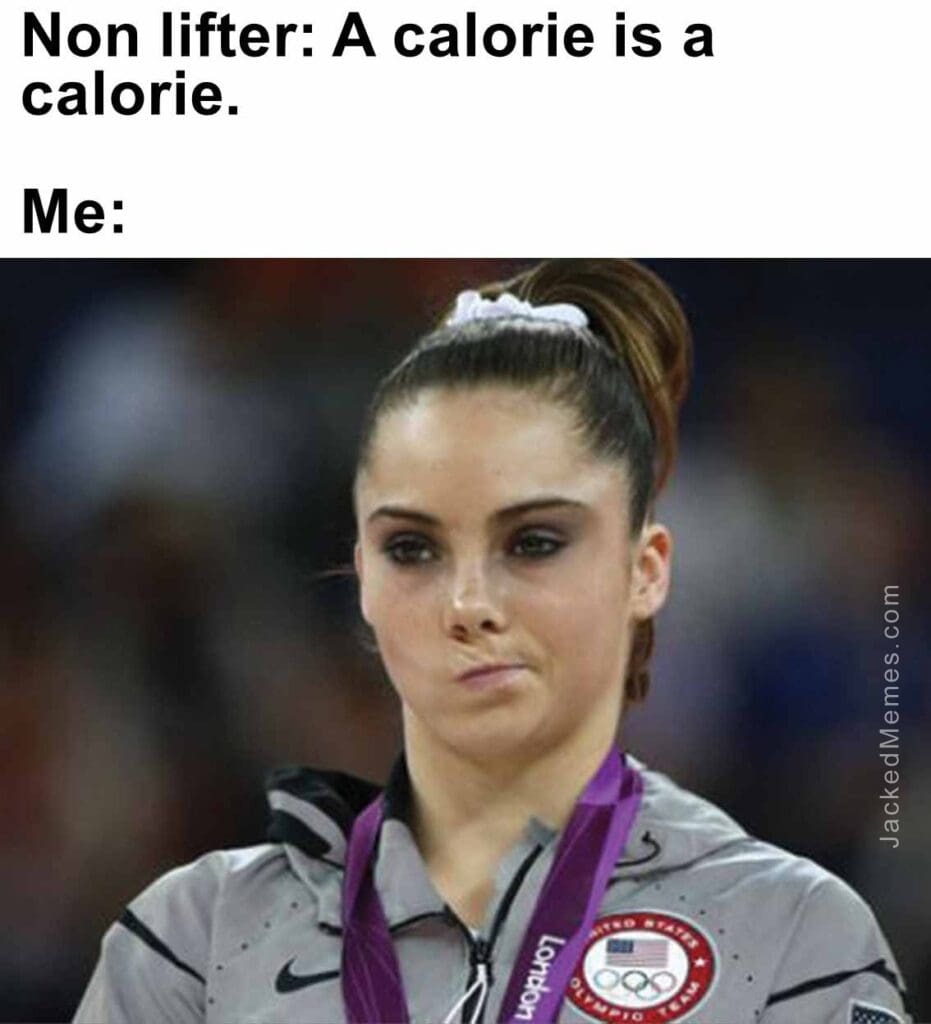 Non lifter a calorie is a calorie.  me