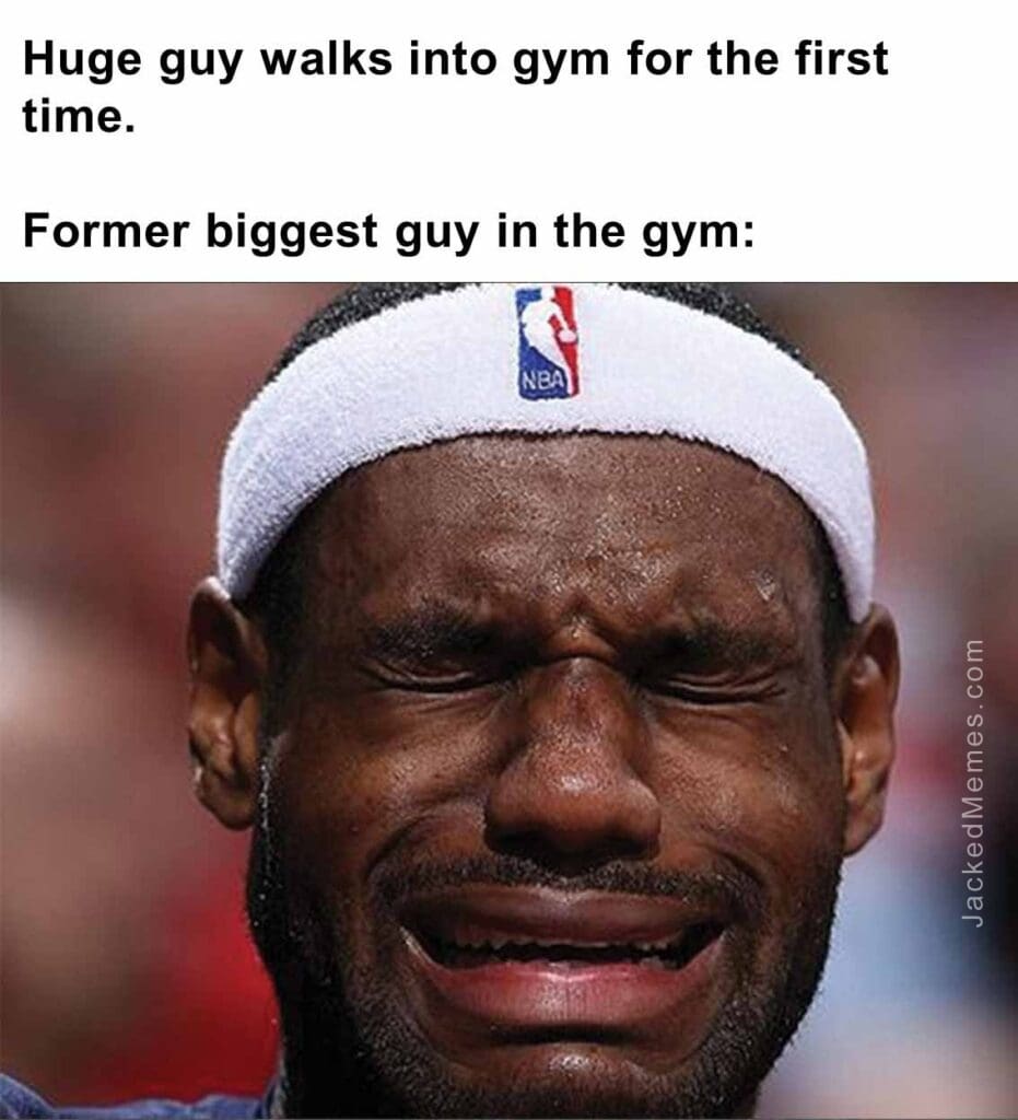 Huge guy walks into gym for the first time.   former biggest guy in the gym