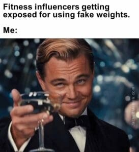 Fitness influencers getting exposed for using fake weights.   me