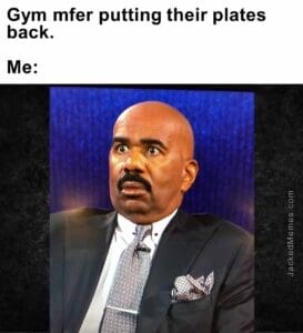 Gym mfer putting their plates back.  me