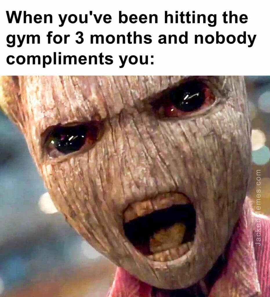 When you've been hitting the gym for 3 months and nobody compliments you