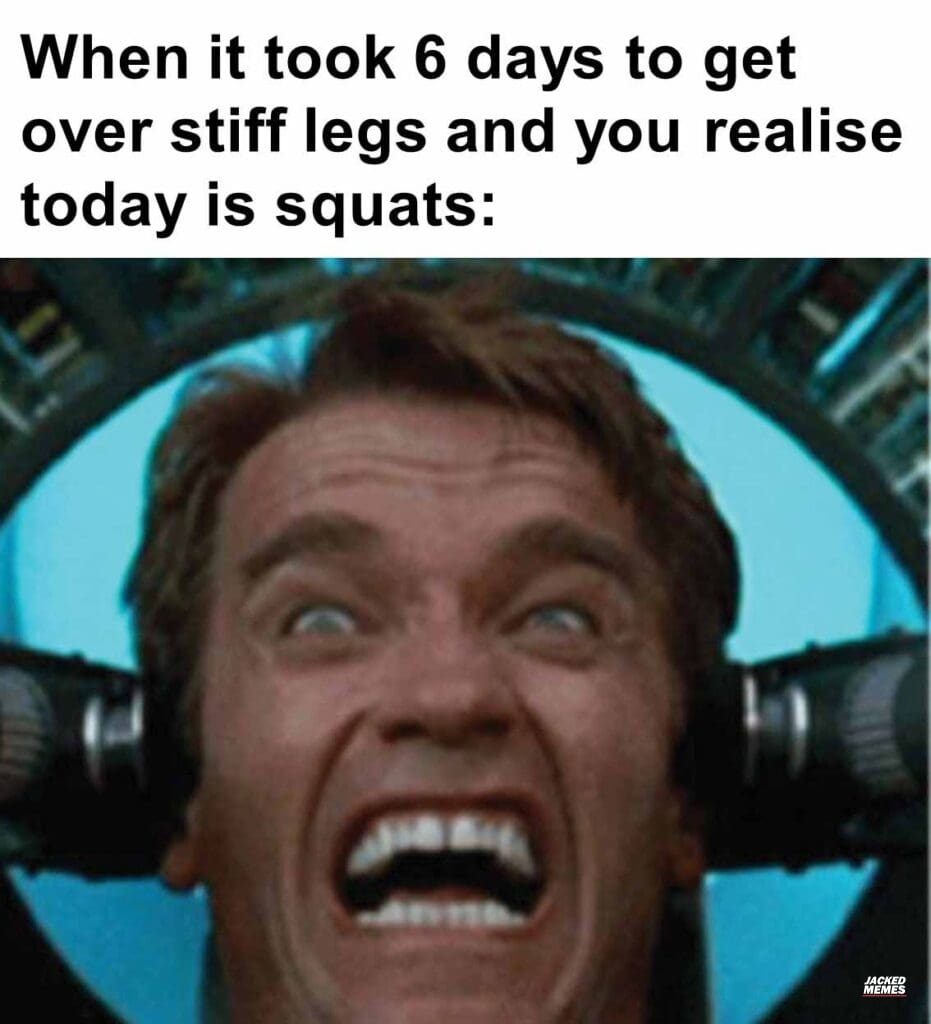 When it took 6 days to get over stiff legs and you realise today is squats