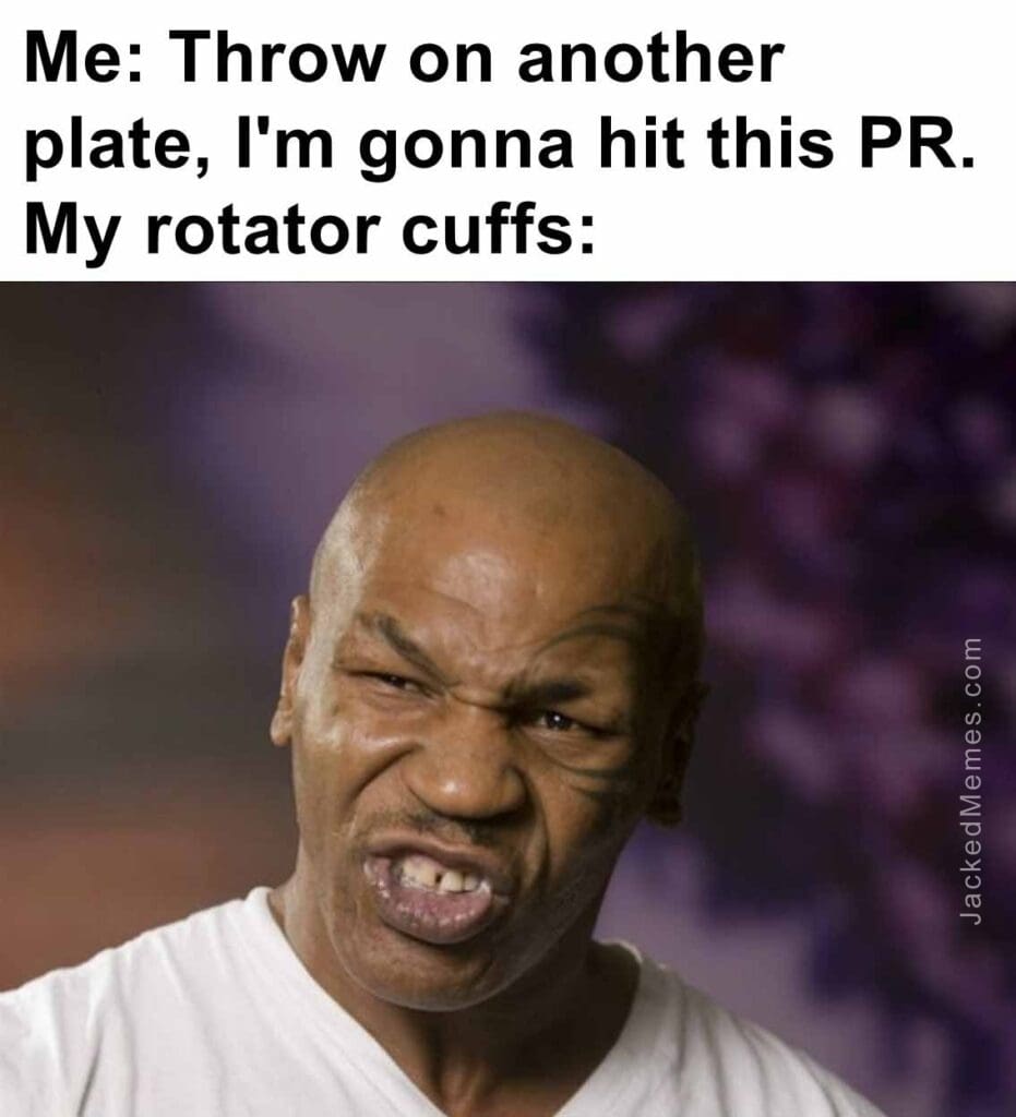 Me throw on another plate, i'm gonna hit this pr. my rotator cuffs