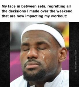 My face in between sets