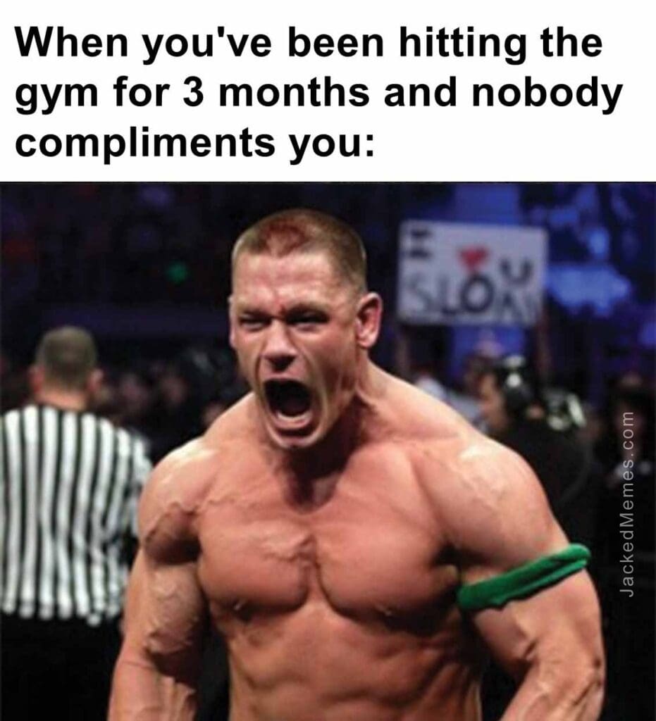 When you've been hitting the gym for 3 months and nobody compliments you