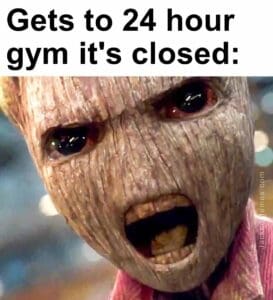 Gets to 24 hour gym it's closed