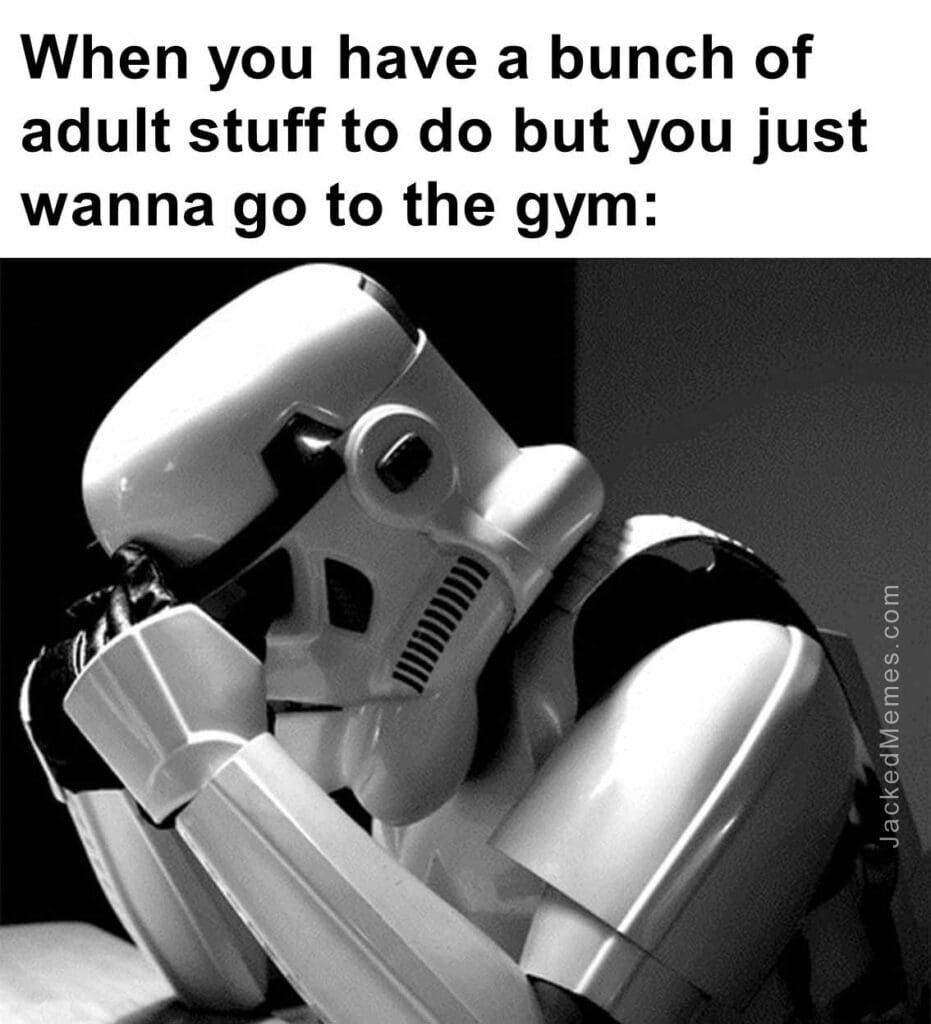 When you have a bunch of adult stuff to do but you just wanna go to the gym