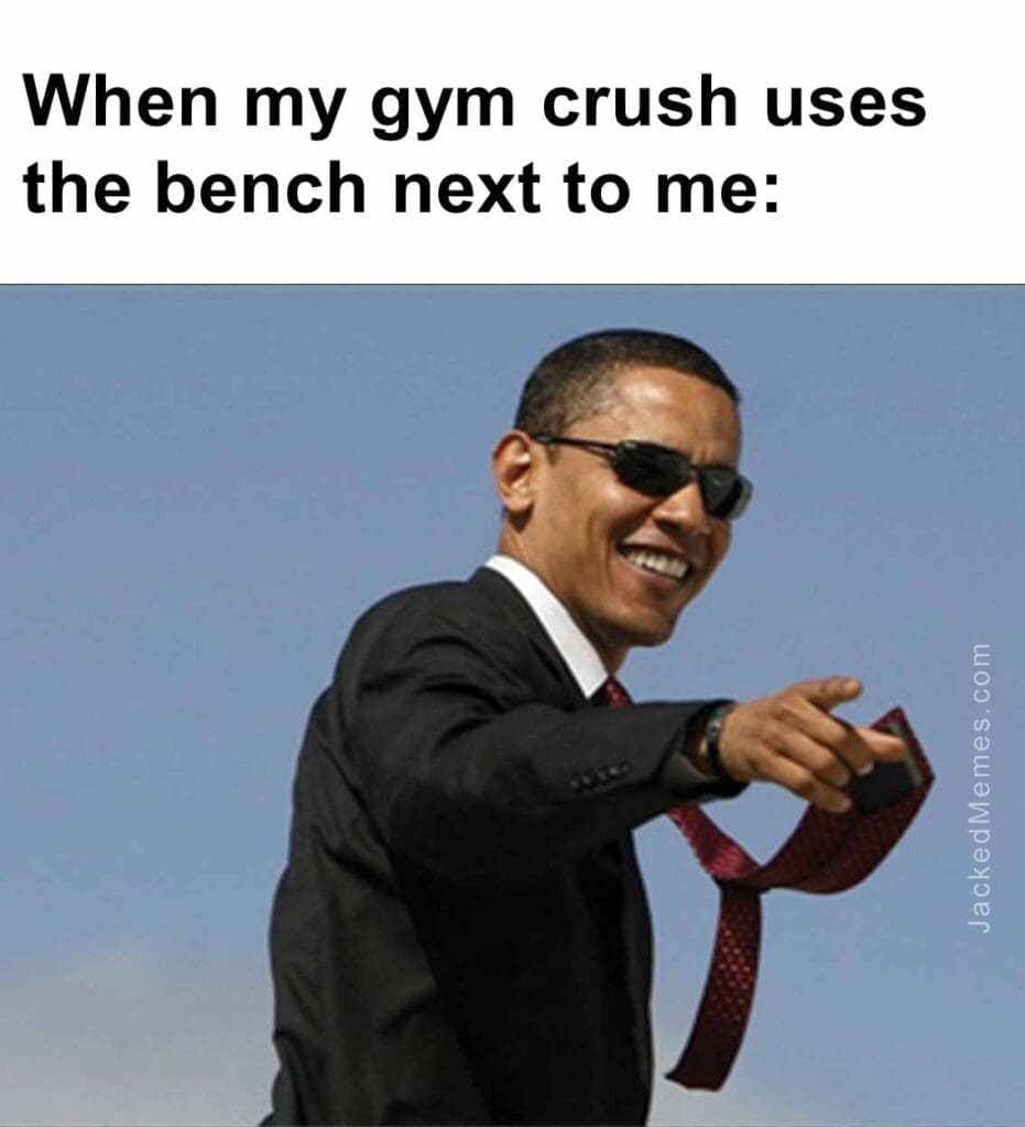 When my gym crush uses the bench next to me