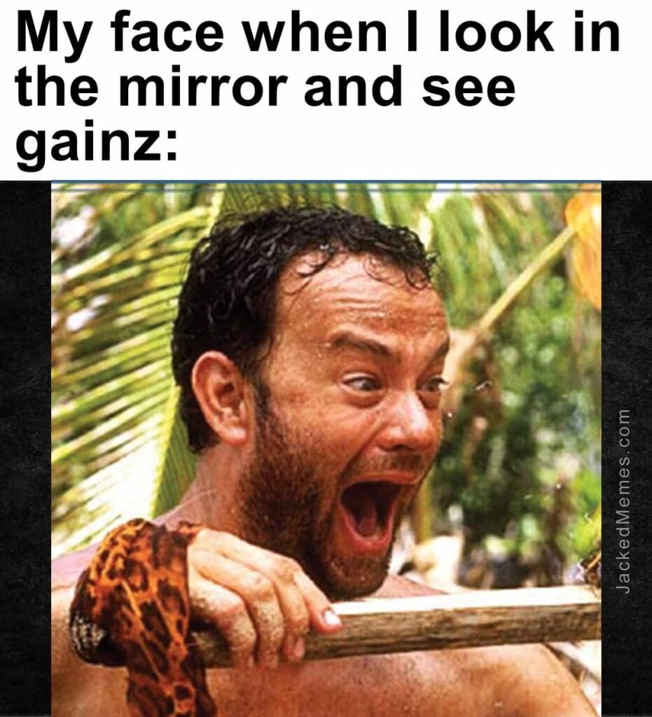 My face when i look in the mirror and see gainz