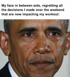 My face in between sets